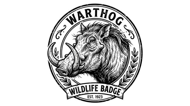 Warthog Wildlife Badge Emblem