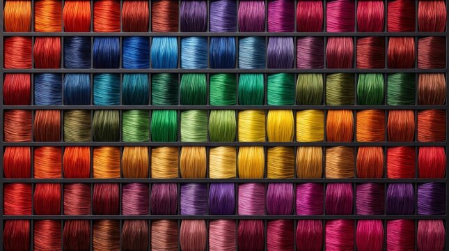 Hair color palette displaying vibrant multicolored shades,  professional salon concept, modern beauty styling, colorful hair dye selection, and design