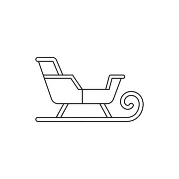 Traditional Santa Claus sleigh vector outline isolated on transparent