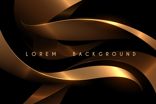 Elegant golden shapes on black background