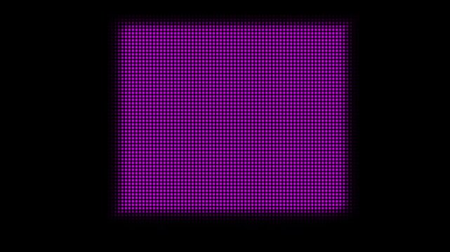 Abstract glowing purple led dot matrix screen loop background, digital halftone panel