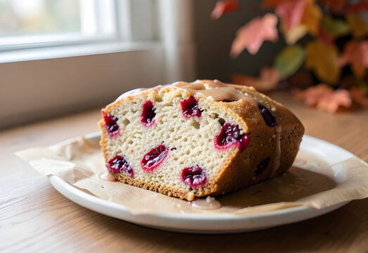 Cranberry orange loaf with a bright fruit crumb