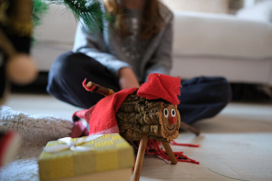 Children celebrating catalan ti&oacute; de nadal tradition