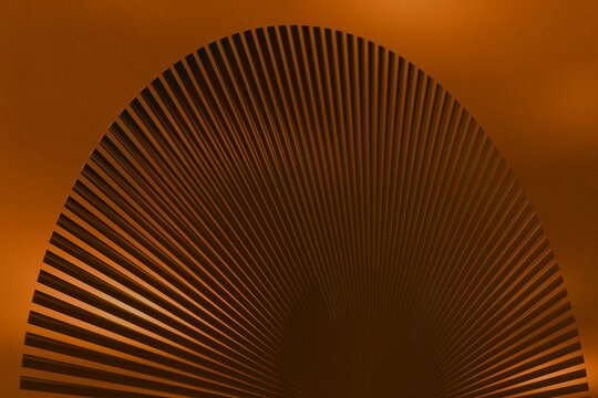 Semicircular copper 3D fan on orange gradient