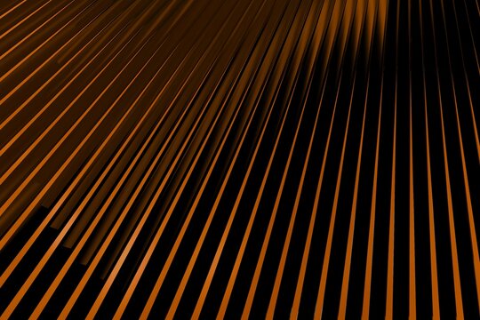 Amber 3D stripes rendered over deep black