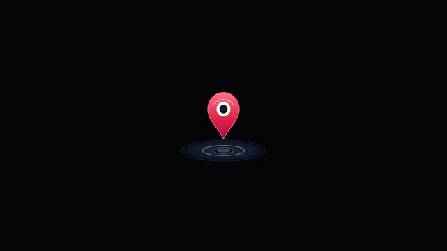 Red location pin marker glowing on dark background