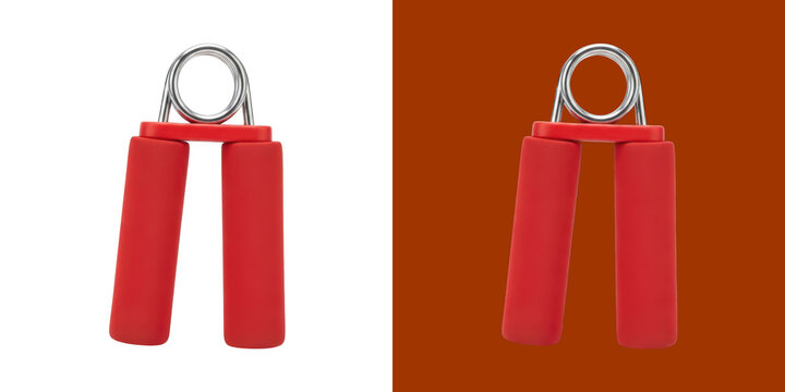 Red hand grip tool for exercise and strength training for forearm muscles transparent background, png