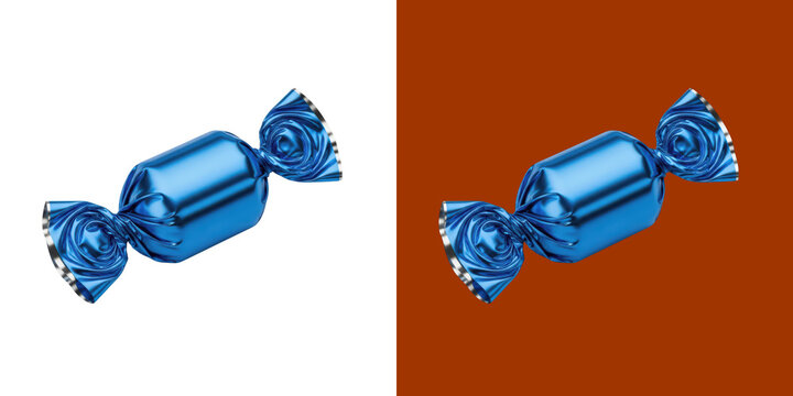 Shiny blue candy wrapped in metallic foil for a sweet treat transparent background, png