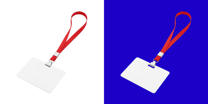 Blank white badge with red lanyard mockup transparent png
