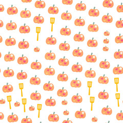 Obraz premium Cute Pumpkin and Spatula Pattern