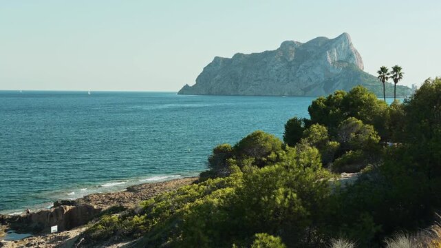 View towards Penyal d&rsquo;Ifac Natural Park, Calpe, Costa Blanca, Spain
