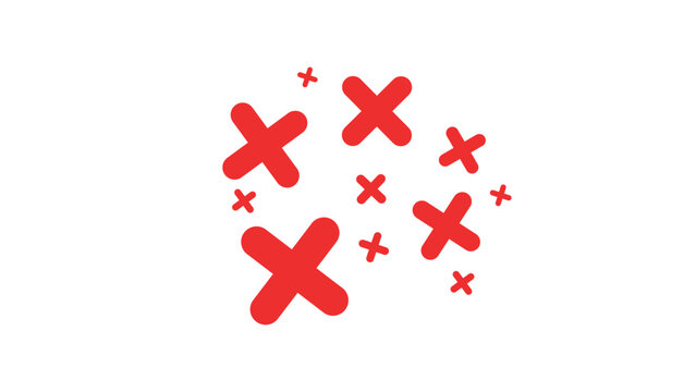 Red geometric cross pattern design element set