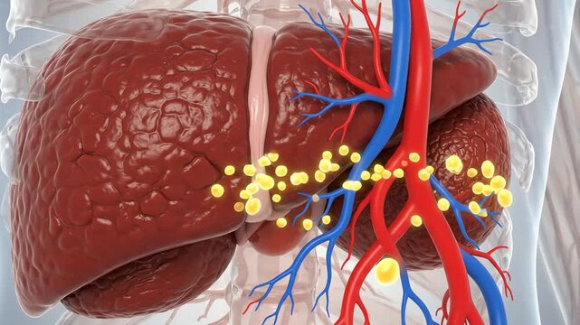 The liver responding to low blood glucose by releasing stored glucose into the bloodstream