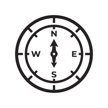Black compass navigation icon isolated on a transparent background