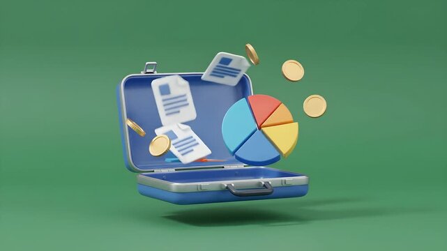 Green 3D Business Icons Set Isolated Illustration for Modern Financial Concept 4K Video