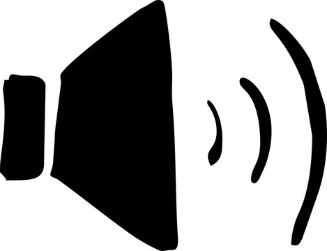Black speaker icon with sound waves emanating