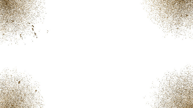 Golden Dust Powder Splash Sand Splatter Isolated Transparent PNG Four Corner Frame