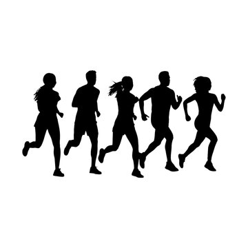 Group of runners exercising together