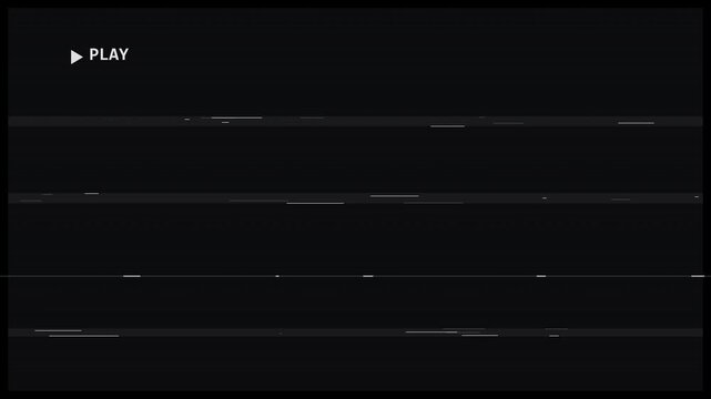 Black screen transition from damaged vintage VHS tape