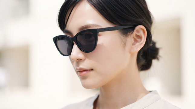 黒いサングラスをかけたスタイリッシュな女性