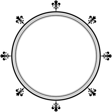 Elegant Black Fleur-de-lis Circle Frame Vector Design. 105