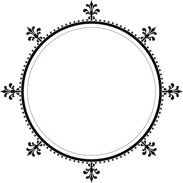 Elegant Black Fleur-de-lis Circle Frame Vector Design. 111