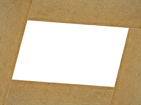 Craft paper frame mockup with empty white space center background for design