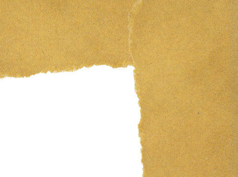 Ripped torn brown craft paper corner frame