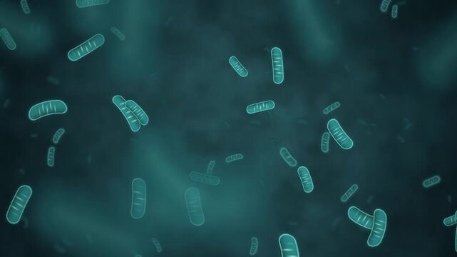 Mitochondria Organelles in Cell Cytoplasm, Slow Camera Roll Rotating With Depth Parallax, Microscope Seamless Loop in bright medical tones