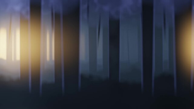 Misty Backlit Forest Trunks Panning Past in Layered Depth Parallax, Side Tracking Seamless Loop in cool morning tones