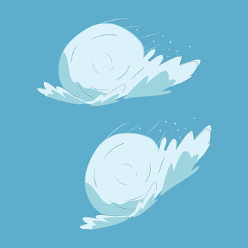 Rolling Snowball in Motion with Snow Splash Effect Cartoon