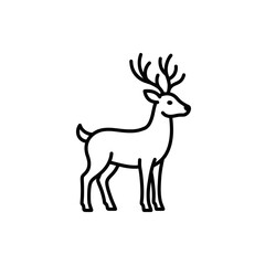 Obraz premium Elegant Deer Icon with Antlers, Simple Line Art Illustration, Isolated on Transparent Background