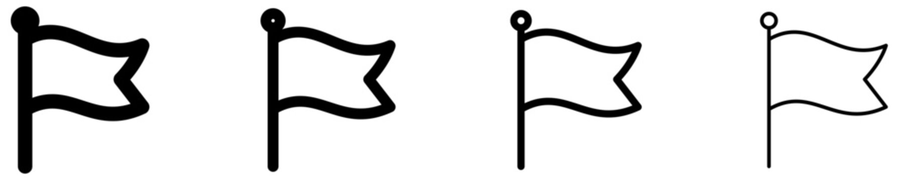 Waving flag line icon for location marker
