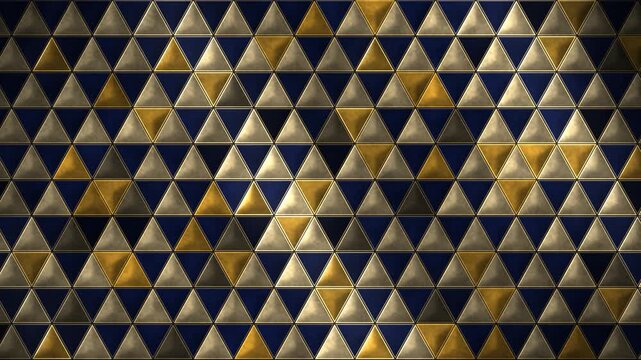 Japanese Uroko Triangle Scale Pattern Gold Shimmer Seamless Loop in calm indigo tones