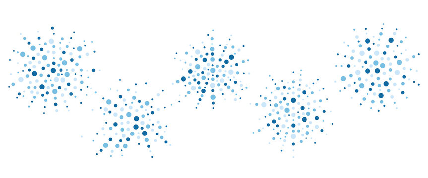Group of Abstract blue vector  featuring geometric shapes and a scattered circle pattern.