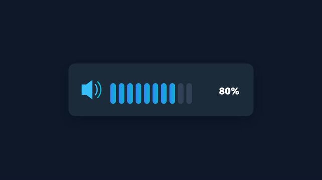 Blue audio volume indicator bars showing various percentage levels