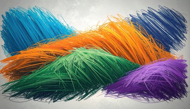 Abstract explosion of colorful threads, representing chaos and creativity