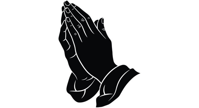 Praying hands silhouette against a white background a graphic representation of devotion