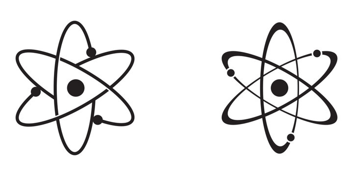 Atomic structure icon set. atom set vector graphics.science presentations.eps 10