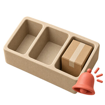 Low inventory tray with last parcel and coral alert bell