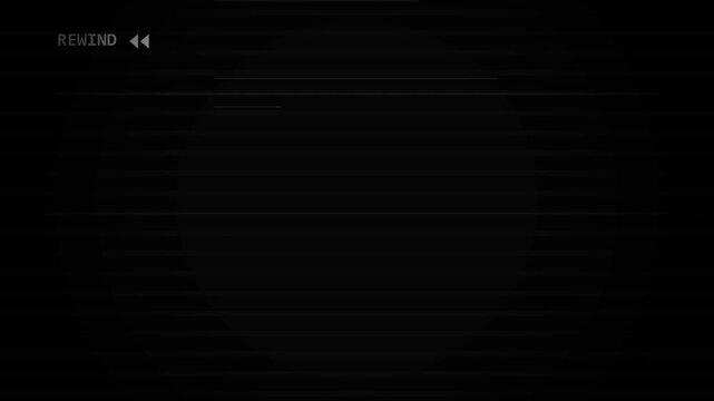 VHS Rewind Effect on Solid Black Background Transition