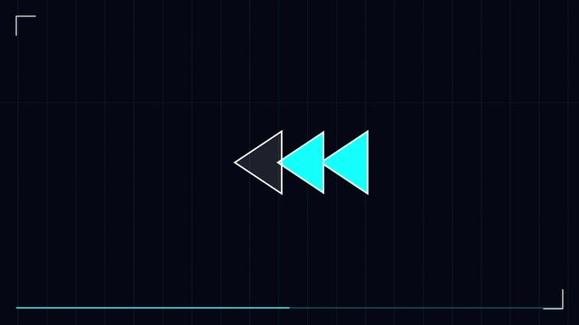White Rewind Media Icon on Black Background
