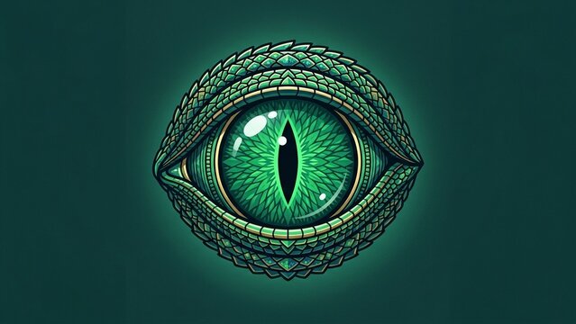Fantasy Green Dragon Eye Illustration