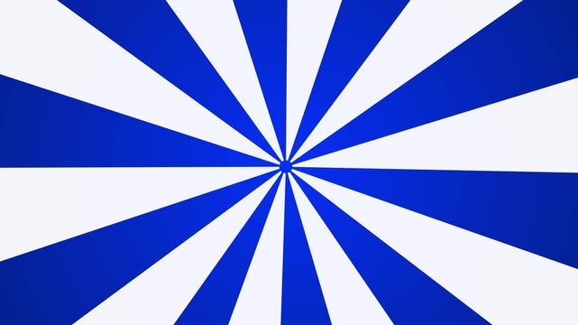 Blue and white retro sunburst background, rotating sunburst pattern in warm tones of light. color spiral sunbeam comic backdrop animation background loop. 4k video