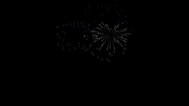 Colorful fireworks bursting in night sky celebration, seamless loop animation