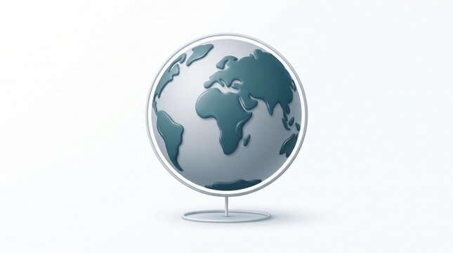 A minimalist 3D globe illustration featuring planet Earth, perfect for education and travel concepts