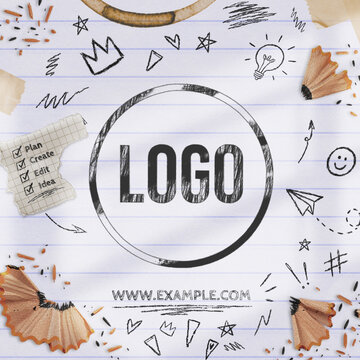 Notebook Pencil Logo Reveal - Square
