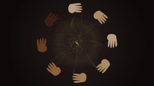 Futuristic abstract data connection network visualization on deep black background