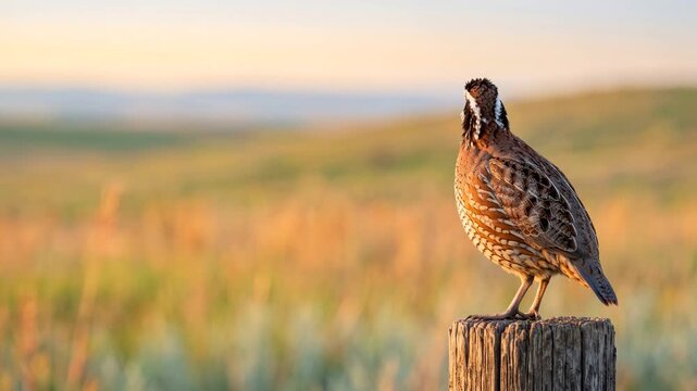 northern bobwhite close up at morning light in attwater prairie texas usa video