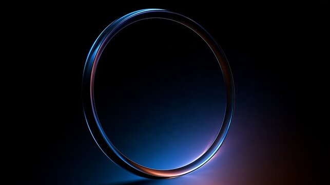A sleek glowing metallic ring isolated on transparent background. Ideal for modern technology presentations or futuristic design concepts.